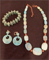 Stone Necklace, Bracelet & Earrings