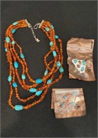 Matching Beaded & Stone Jewelry Set