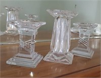Pedestal Crystal Candle Holders (3)
