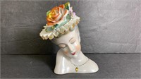 1940-1960s Orion Head Vase Woman In Rose Hat*