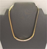 Goldtone Necklace With White/pink Details