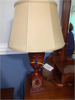 UNUSUAL ALL WOOD LAMP WITH SHADE