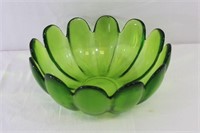 Retro Blenko Glass Green Petal Bowl