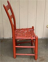 RED WOVEN WOODEN SEAT CHILDS CHAIR