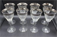 Rose Pattern Silver Rimmed Wine Glasses