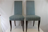Vintage Blue Striped Dining Chairs