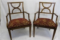 Pair Half-Moon Pecan Arm Chairs