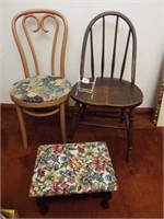Wood Chairs (2), Footstool