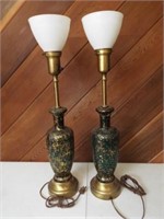 Green Glass Base Lamps (2)