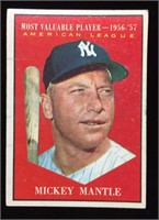 1958 Topps #475 Mickey Mantle MVP baseball card -