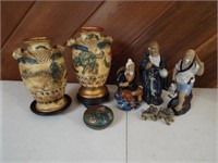 Asian Figurines, Vases, Pieces (8)