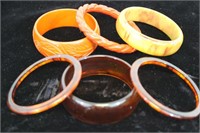 Group of SIX (6) Vintage Bakelite Bangle Bracelets