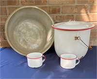 ENAMEL WARE  AND ALUMINUM TUB