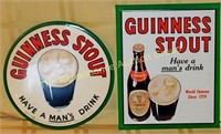 2 Vintage Guinness Tin Litho Signs