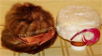 2 Vintage Fur Hats: Mink, Rabbit