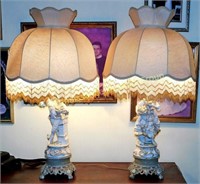 2 Bisque Figural Lamps