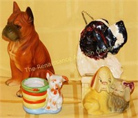 4 Ceramic Dog Figurines