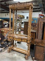 Carved Mirror  Console with 3 Drawers