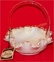 Fenton Milk Glass Basket w/ Hang Tag