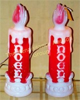 Pair Blow Mold "Noel" Candles