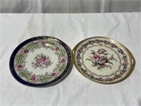 2 Vintage Hand Painted Plates