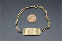 Vintage 10K Gold Initial Plate Bracelet