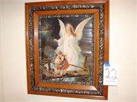 Nice Angel Portrait in Beautiful Larger Oak Frame