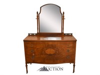 Antique Walnut 3-Drawer Dresser w/ Mirror