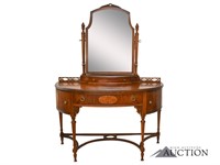 Antique Walnut Vanity w/ Mirror & Vanity Bench