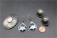Vintage Alpaca Sterling Silver brooch & earrings