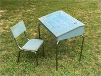 VINTAGE CHILD'S SCHOOL DESK AND CHAIR