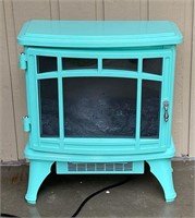 TURQUOISE ELECTRIC FIREPLACE W/ REMOTE