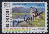 Hawaii State Duck Stamp 1996 Governor signed editi