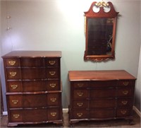 VTG. 3 PIECE SOLID CHERRY DRESSER, CHEST OF