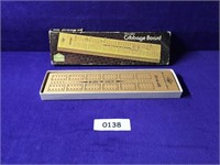 WOOD CRIBBAGE BOARD IN BOX SEE PHOTO