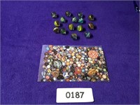 MARBLE CARD WITH MARBLES SEE PHOTOS