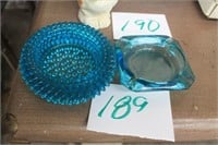 vintage blue glass ash trays