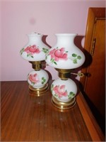 GLASS HAND PAINTED WITH PINK FLOWER LAMPS*2
