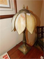 LAMP WITH LEADED GLASS SHADE