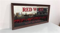 Large red wolf lager mirrored sign.  51” long,