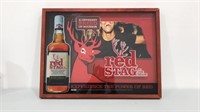 Large red stag shadow box display sign.  25x19