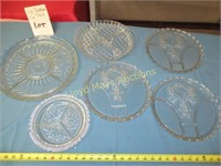 6pc Vintage Divided Glass Serving Trays