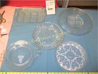 5pc Vintage Heavy Glass Serving Trays