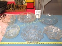 6pc Vintage Glass Serving / Center Bowls