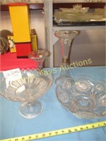 Pair of Art Deco Glass Vases & 2pc Pedestal Bowls