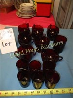 Vintage Ruby Glass Table / Bar Ware