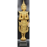A Vintage Gilded Thai Wooden Buddha.