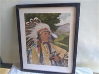 Native American print - framed size is 19x15.5"
