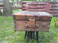 Small Antique trunk and contents - large tintype