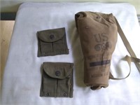 US Military gas mask & 2 30 cal. Magazine pouchs